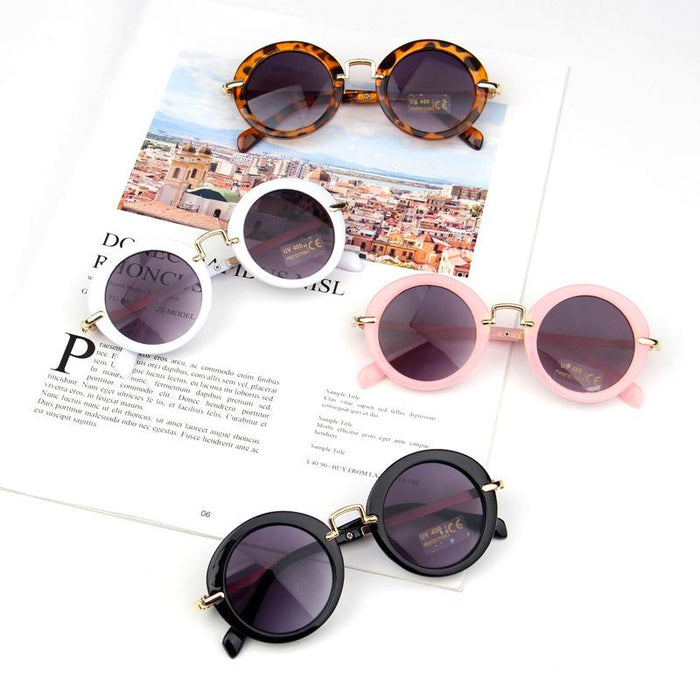 Children's sunglasses and sunglasses retro round frame metal