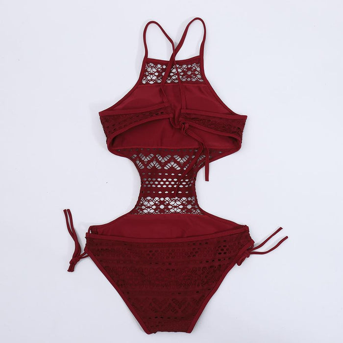 Sexy Lace Cut-out One-piece Bikini Swimsuit