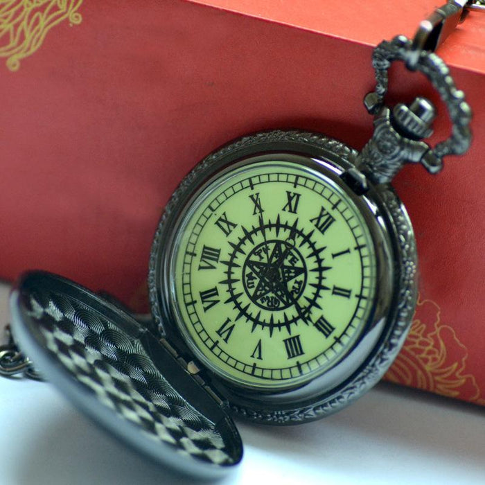 Black Double-sided Magic Wand Contract Large Pocket Watch Ll3713