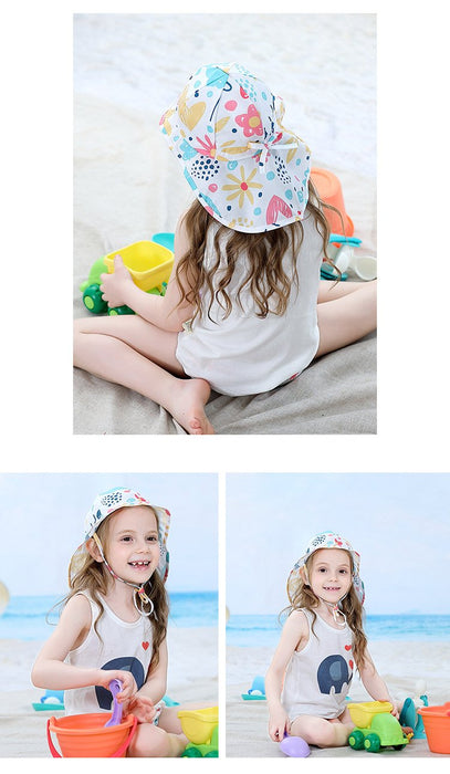 Printed Summer UPF50 + Beach Sunscreen Baby Shawl Hat