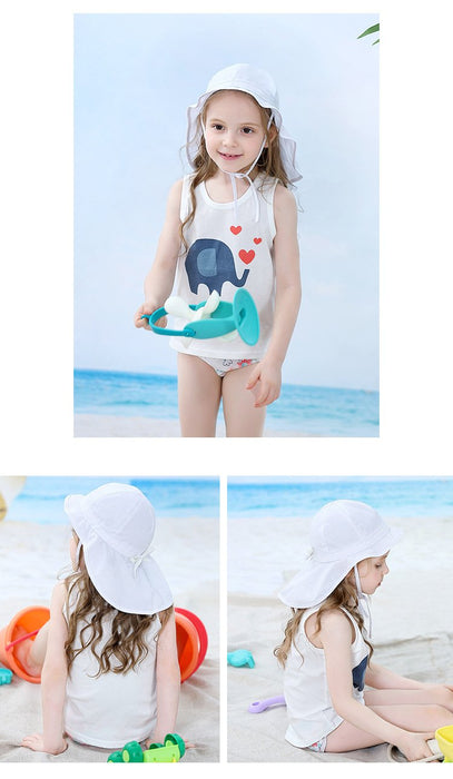 White Ruffled Outdoor Sunscreen Thin Children's Fisherman Hat