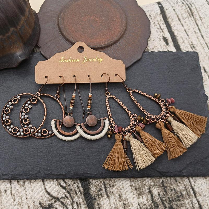3 pairs/set Earrings Bohemian Style Jewelry X0X36204