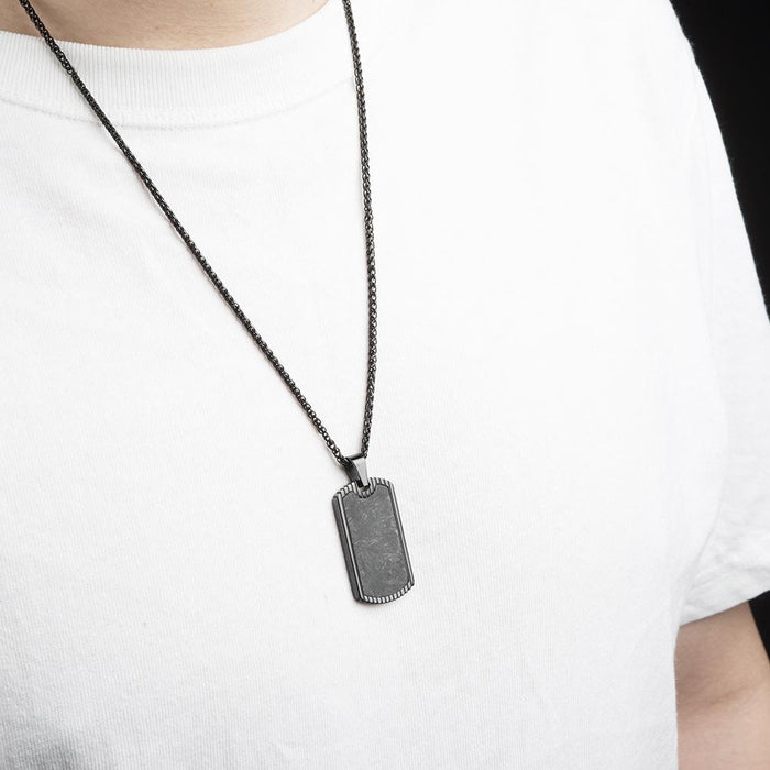 Men's Random Pattern Carbon Fiber Retro Pendant Necklace