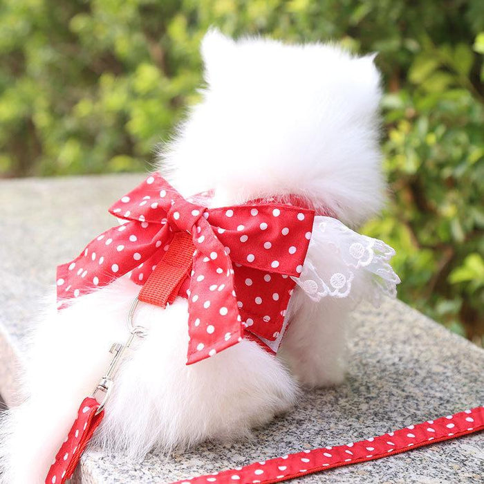 Cute Bow-knot Small Dog Harness Vest Leash Suit Pet Accessories