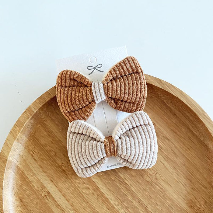 2 Milk Tea Cloth Bow Edge Clips