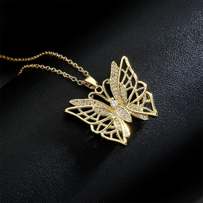 New Fashion Zircon Butterfly Pendant Necklace