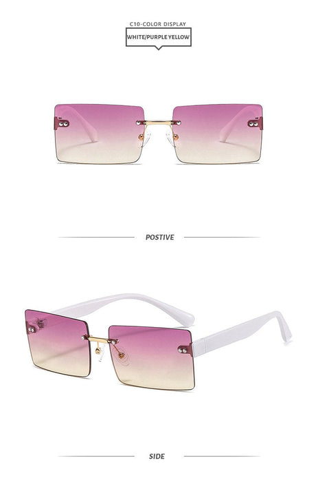 Square frameless colour candy Sunglasses