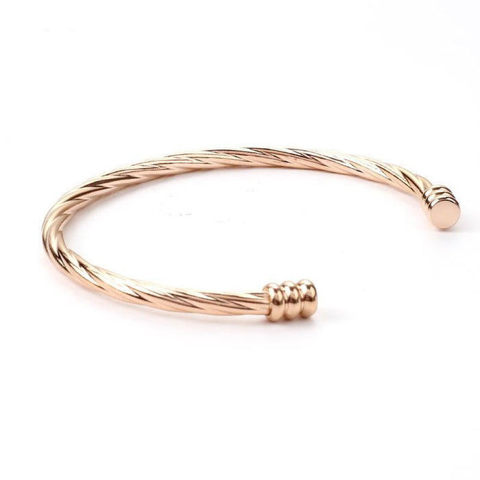 New Titanium Steel Gold Color Open Twisted Bracelet Bangle