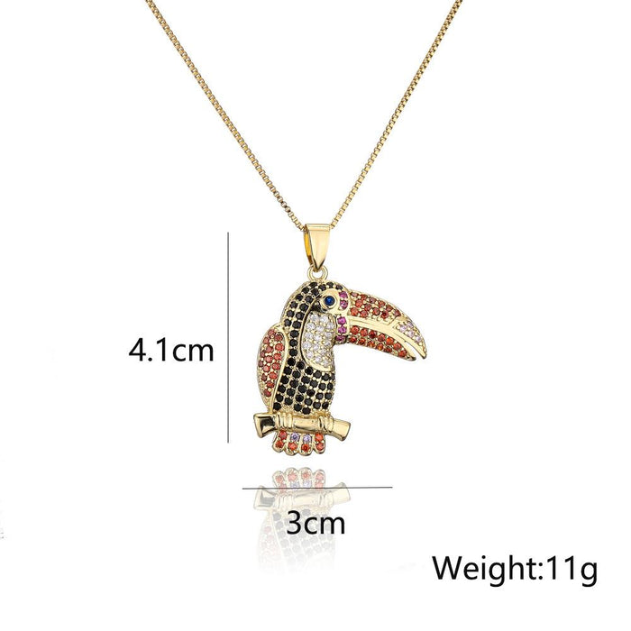 New Fashion Personality Geometric Pendant Gold Color Zircon Necklace