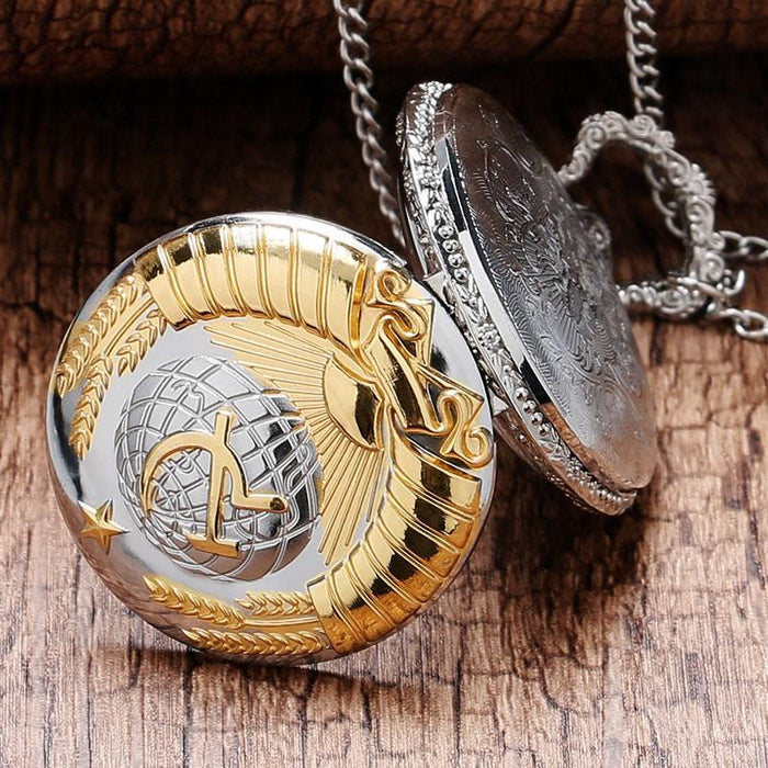 New Soviet Sickle hammer Style Quartz Pocket Watch