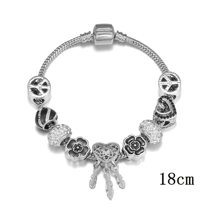 DIY Big Hole Bead Hollow Heart Dream Catcher Bracelet