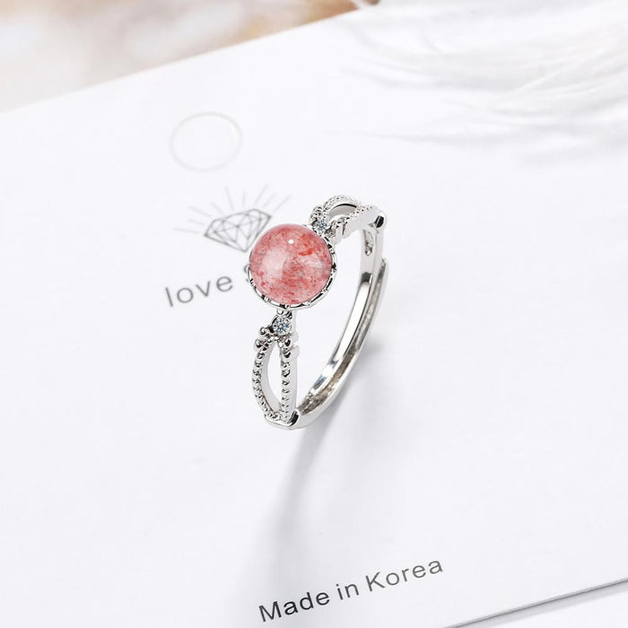 New Simple Literary Pink Open Ring