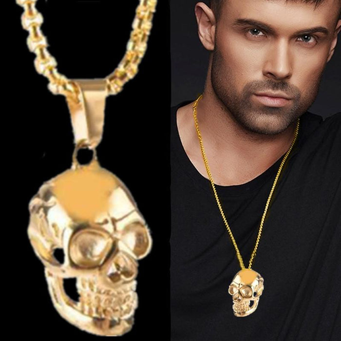 Gold-plated Skull Necklace Punk Jewelry