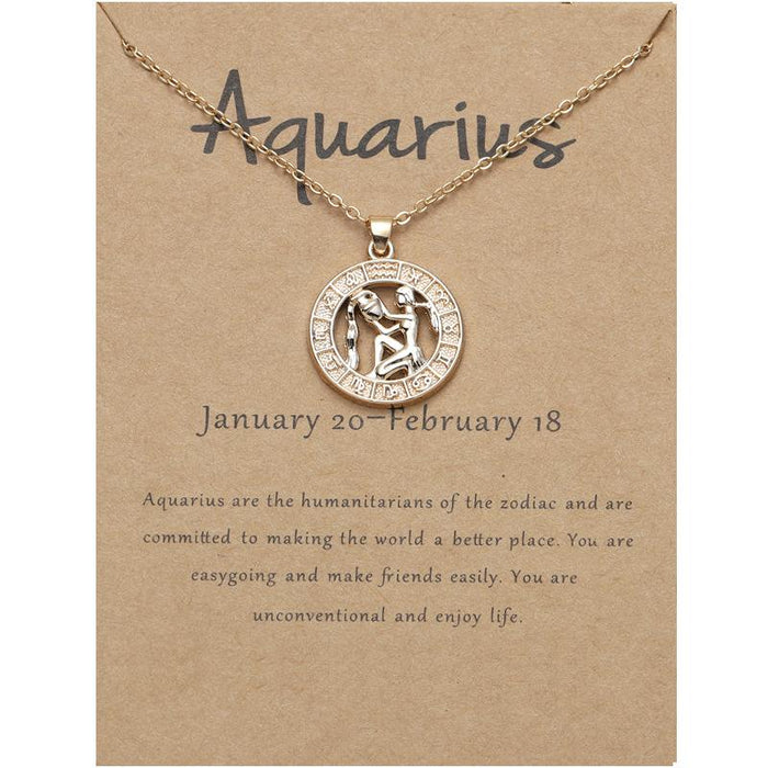 Zodiac 3D Image Pendant Card Clavicle Chain