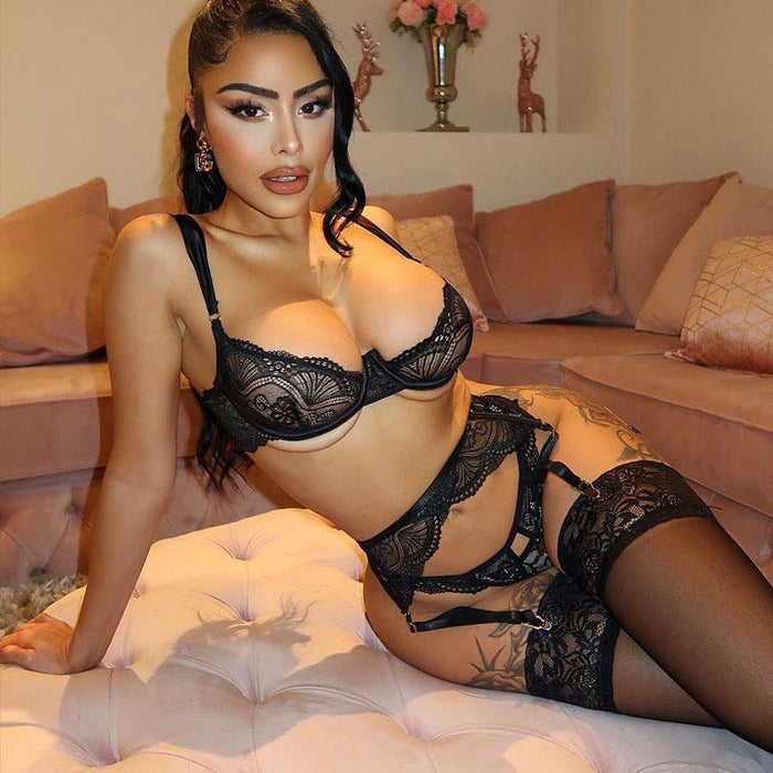 Women's Sexy Lingerie Lace Bowknot Underwear Set