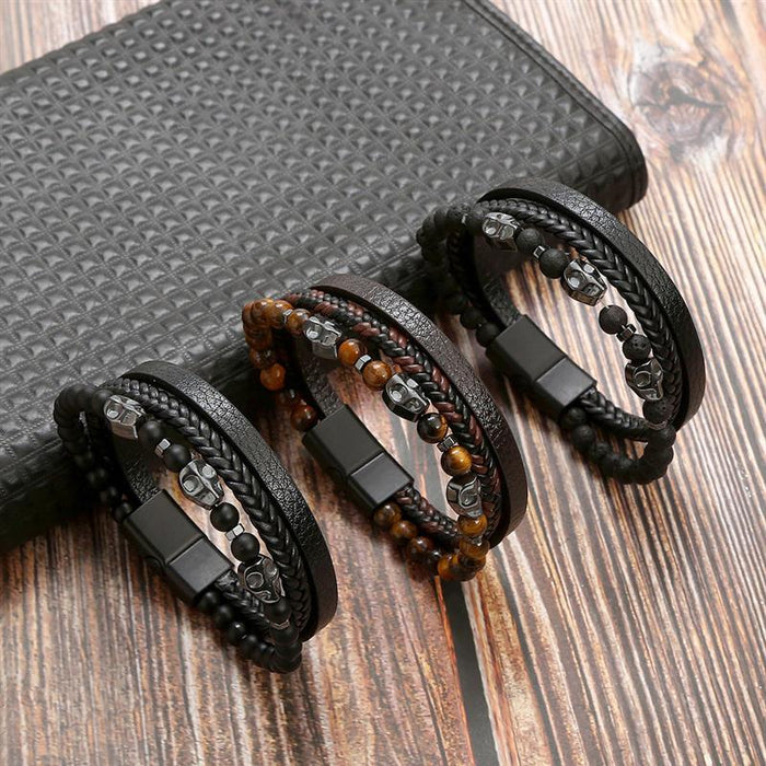 Geometric Gem Metal Patchwork Men'S Bracelets