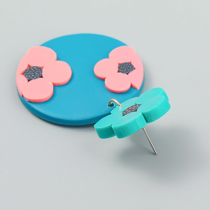 Summer Geometric Floral Terracotta Earrings