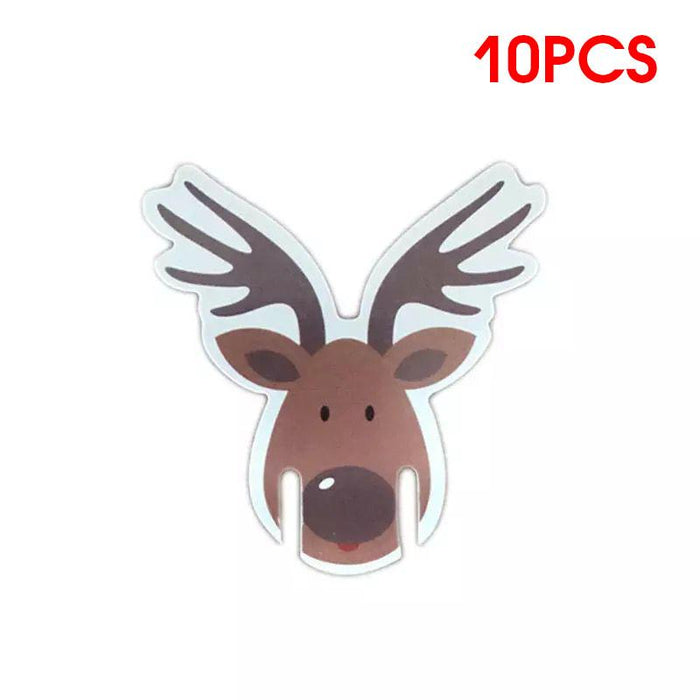 10pcs Wine Cup Card Christmas Decor Santa Hat Glass Decor