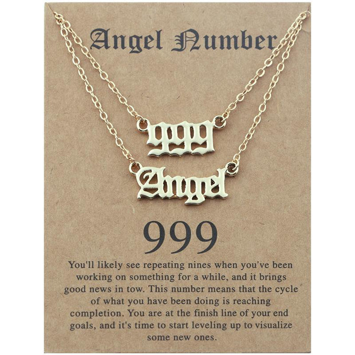 New Angel Lucky Number Necklace Set With Card