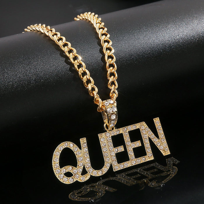 Punk Hip-hop Letter Full Diamond Necklace