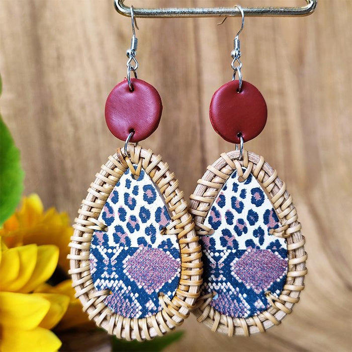 New Fashion Printed Zebra Print Women's Wooden Earrings