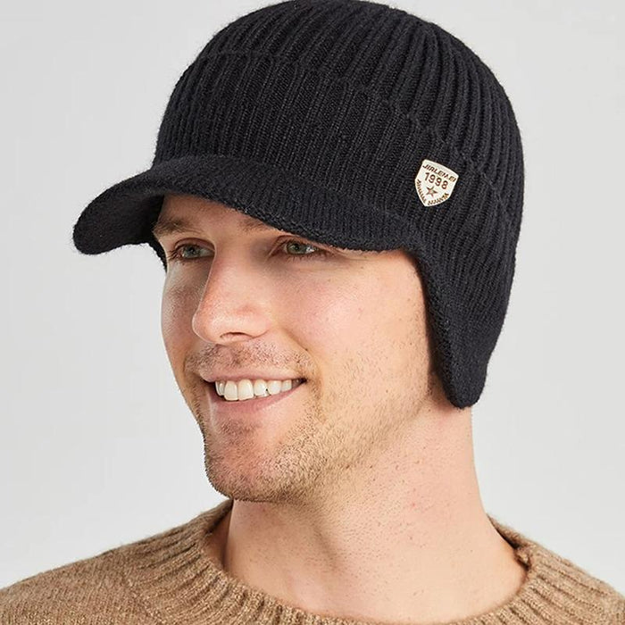 Men Winter Knitted Hat Outdoor Cycling Ear Protection Warmth Peaked Cap