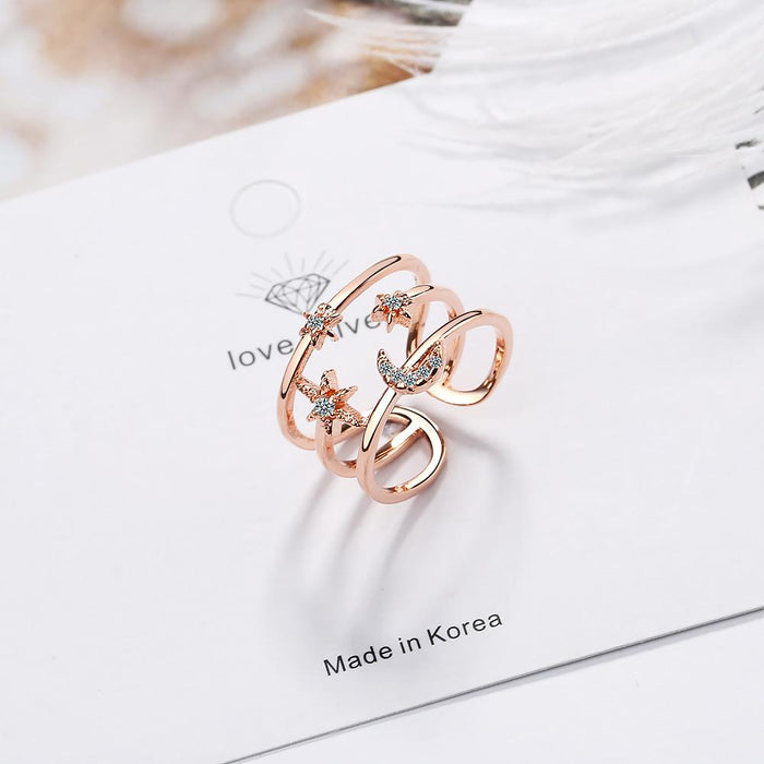 Fashion Niche Double-layer Star Moon Opening Ring