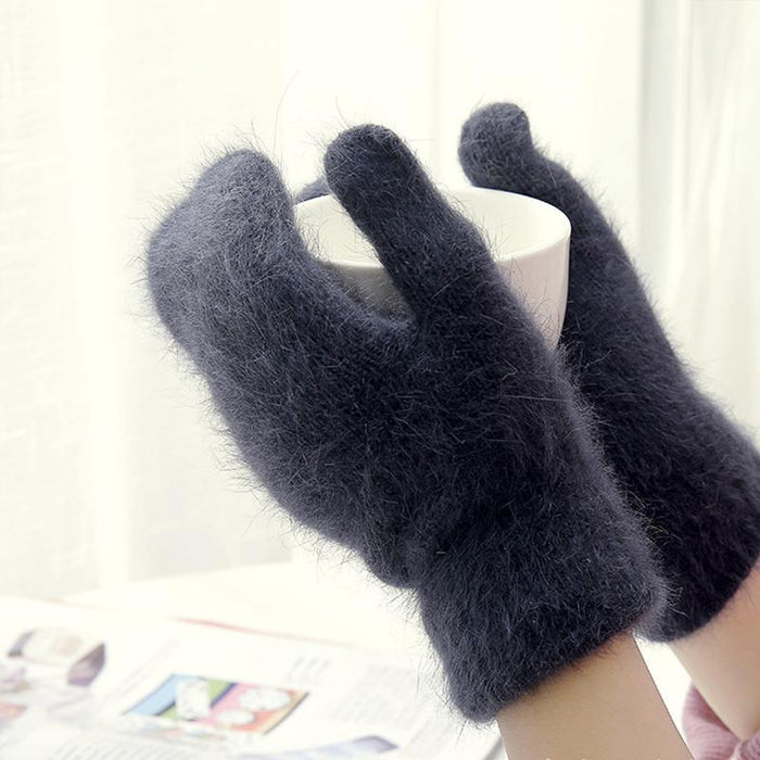 Female Elastic Full Fingers Gloves Cute Rabbit