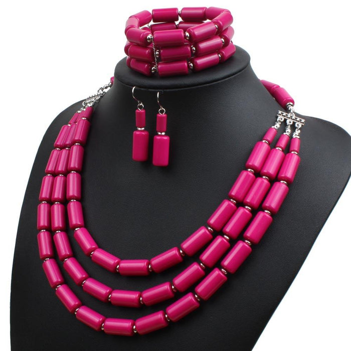 Women's Jewelry BEADED Three Piece Multi-layer Necklace Set