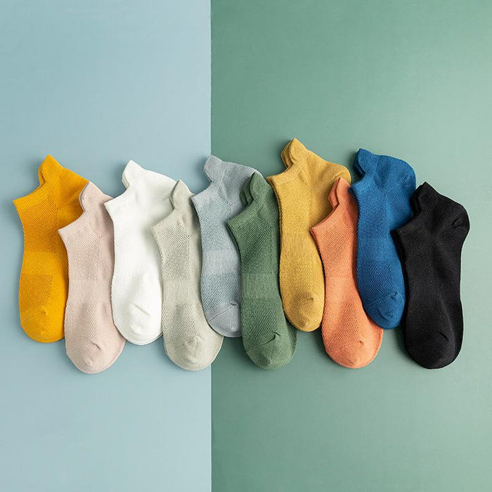 Summer Thin Socks Solid Color Sweat Absorbing Breathable Boat Socks