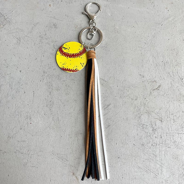 Baseball Basketball Football Volleyball Ball Key Ring Vintage Tassel Pendant