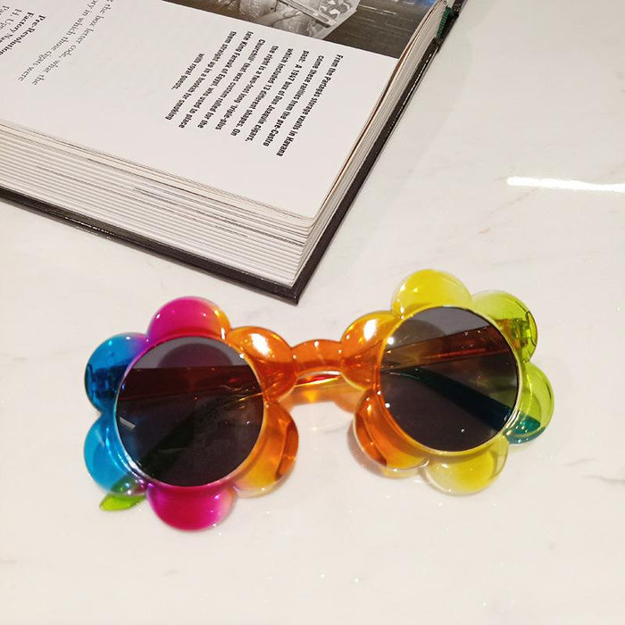 Fashionable Flower Transparent Jelly Color Children's Sunglasses