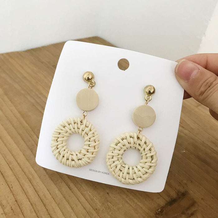 Bohemian Long Handmade Rattan Tassel Earrings