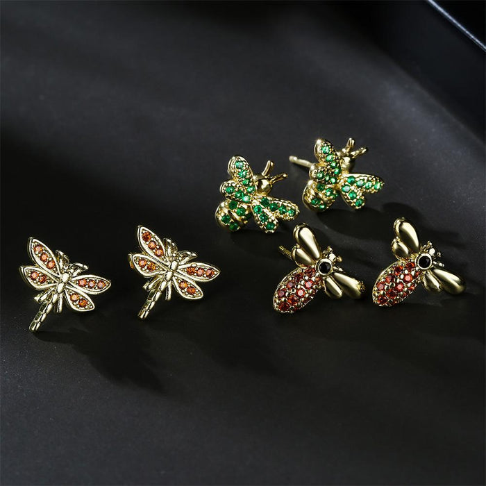 New Insect Series Gold Personalized Zircon Earrings