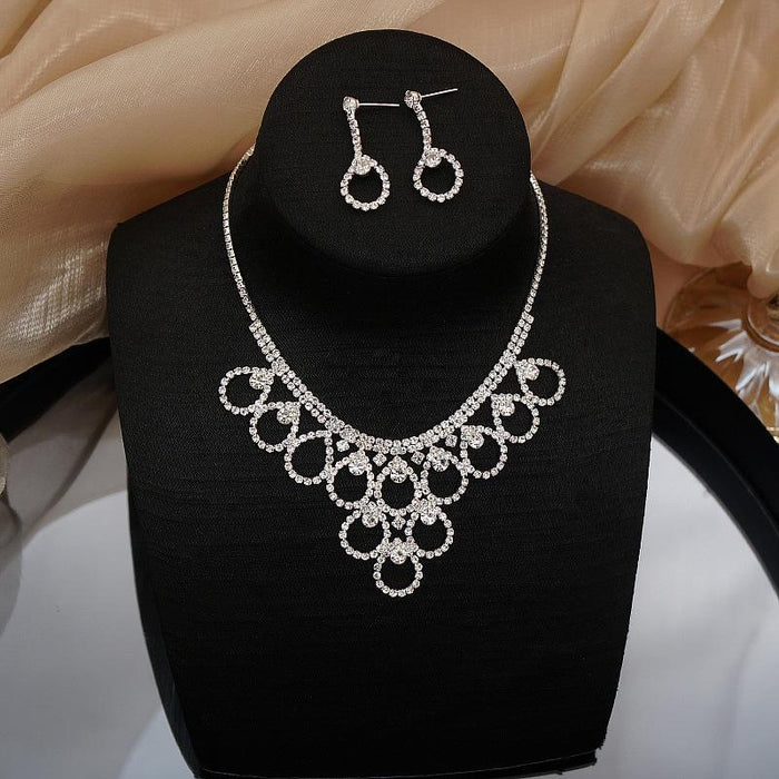 New Women's Fashion Rhinestone Necklace Earring Set