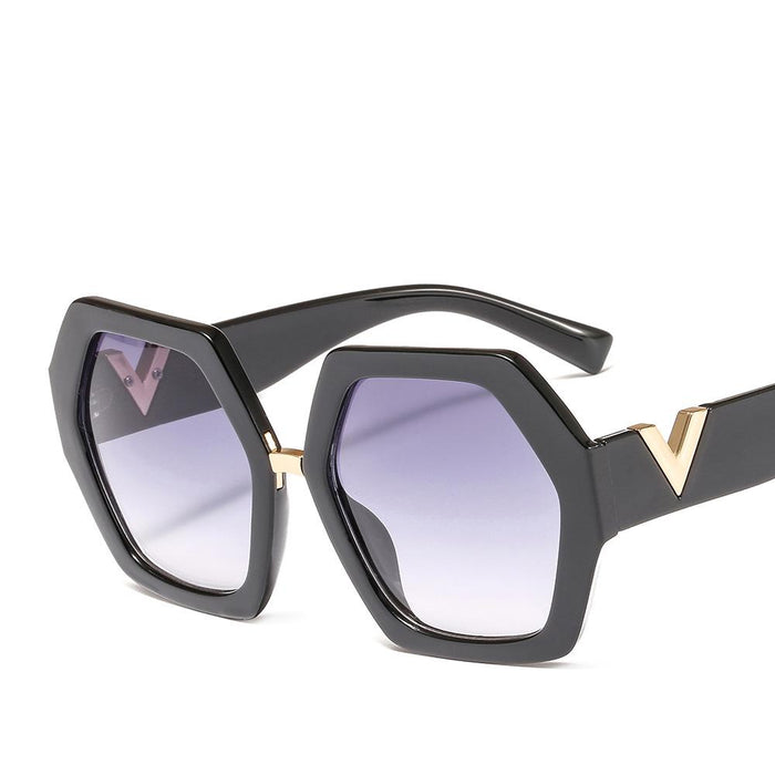 Thick Frame Sunglasses Women's large frame V-shaped Leopard Print