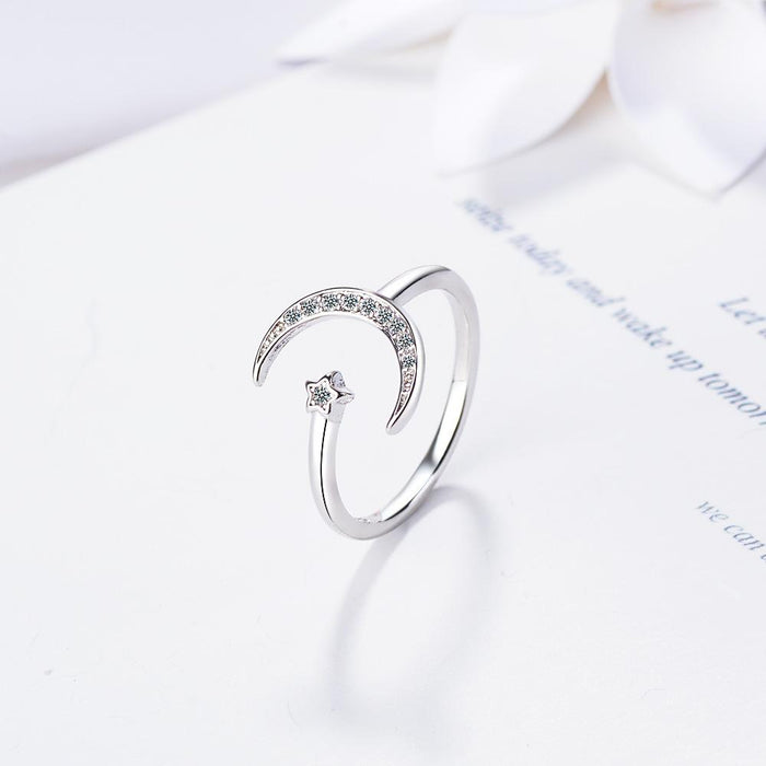 New Simple Hollow Moon Star Open Ring