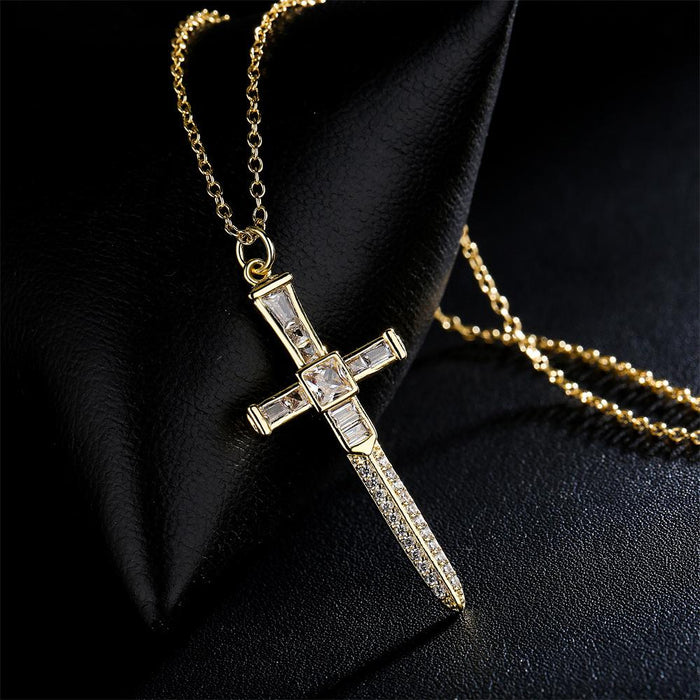 Popular Religious Zircon Cross Necklace