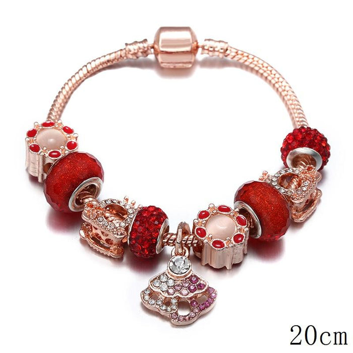 Rose Gold Beaded Pendant DIY Alloy Big Hole Bead Bracelet