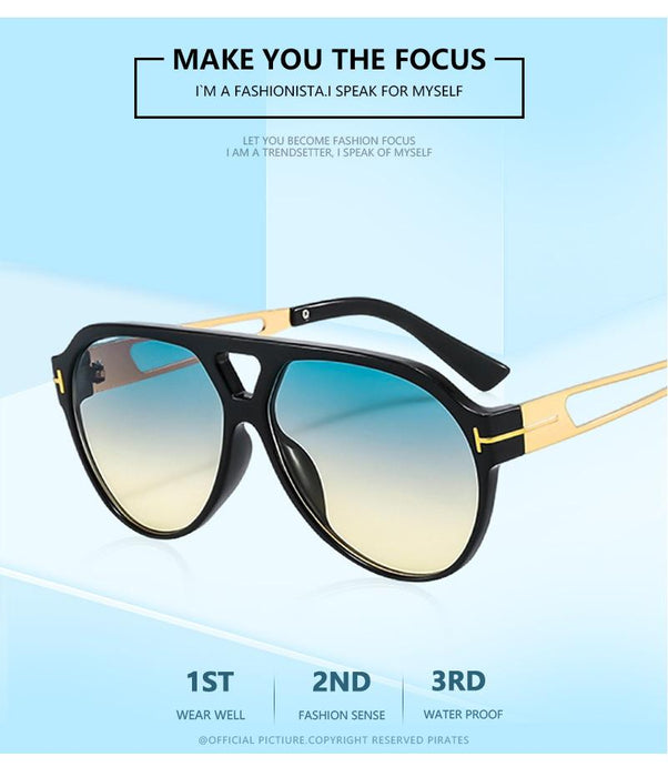 Light luxury double beam large frame toad Sunglasses