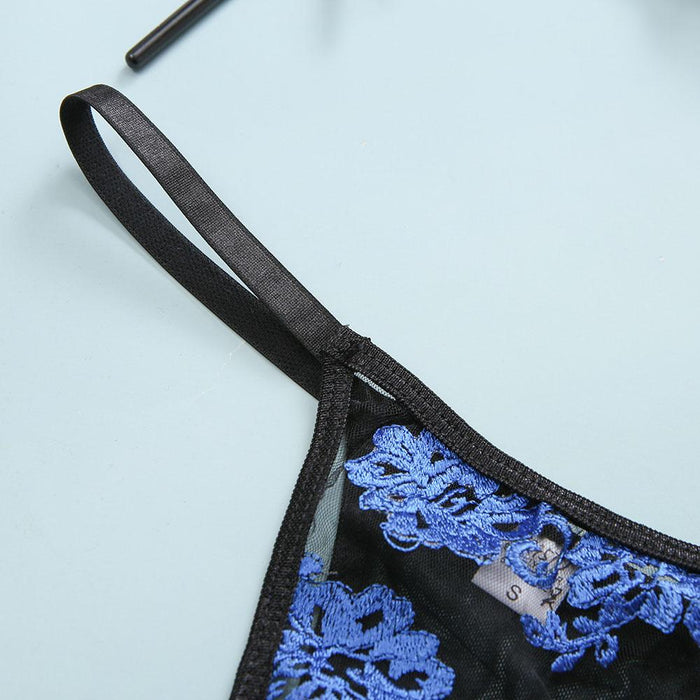 Sexy Lingerie Women Mesh Embroidery Underwear Set