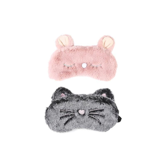 Plush Black Cat Cute Cartoon Rabbit Shade Blindfold Eye Mask