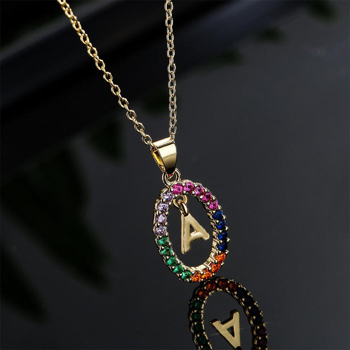 Ins Small Fresh 26 English Letter Zircon Pendant Necklace