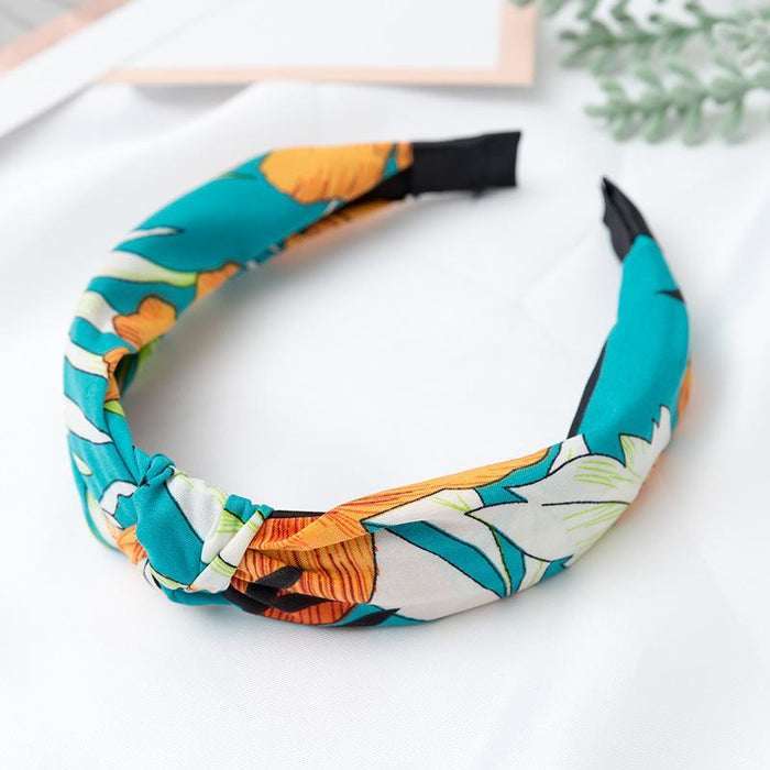 New Flower Headband Women Solid Color Knotted Hairband