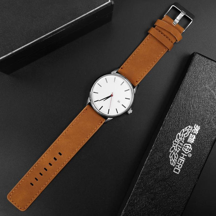 Simple Men Quartz Watch Sport Wristwatch Leather Strap