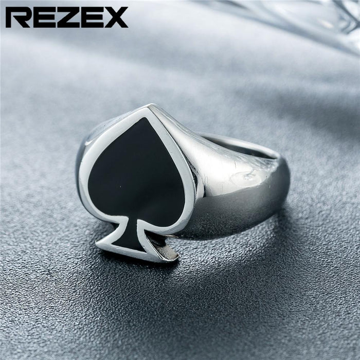 Magician Playing Card Spade Men's Titanium Steel Ring