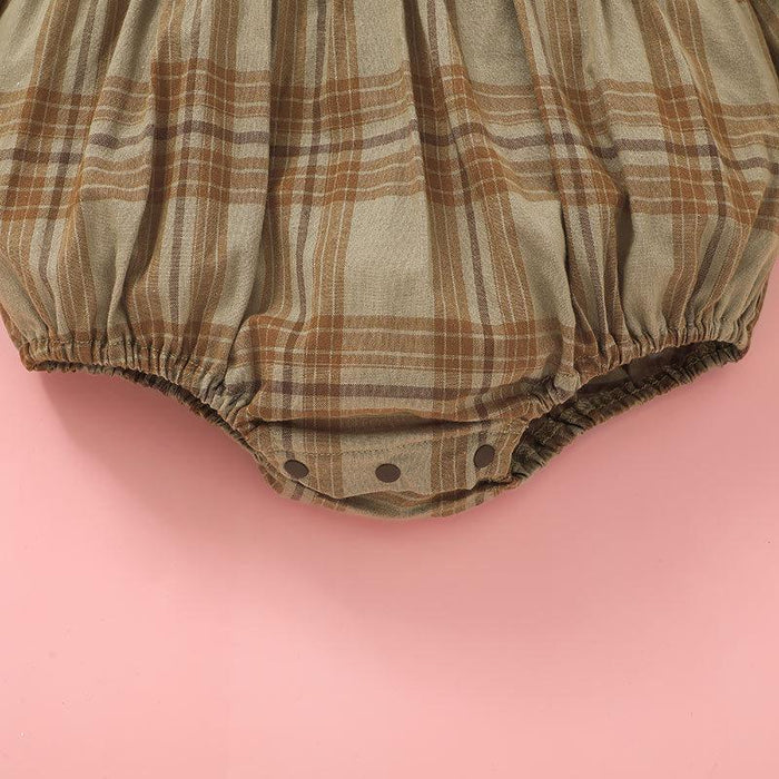 Baby Cute Plaid Khaki Romper