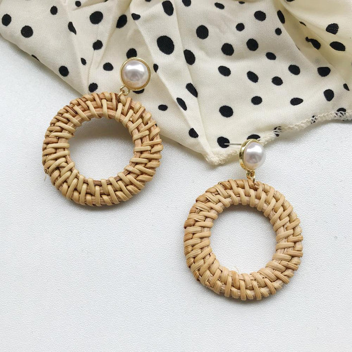 Bohemian Long Handmade Rattan Tassel Earrings