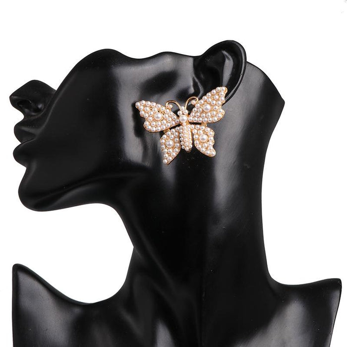 Women's Jewelry Fashion Retro Pearl Earrings Accessories Inlaid Rhinestone