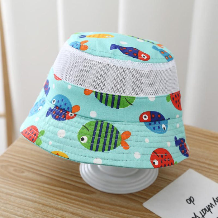 Summer Cartoon Print Children's Outdoor Mesh Hat